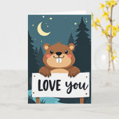 Love You Cute Forest Animal Card Karte (Gelbe Blume)