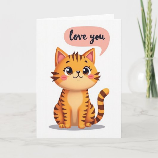 Love You Cute Kitty Card Karte (Vorderseite)
