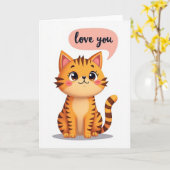 Love You Cute Kitty Card Karte (Gelbe Blume)