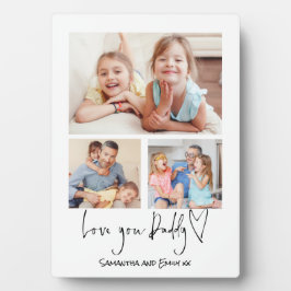 Love You Daddy 3 Fotos Script Name White Fotoplatte