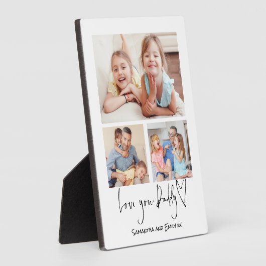 Love You Daddy 3 Fotos Script Name White Fotoplatte (Seite)