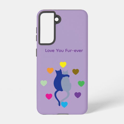 Love You Fur-ever Cat Galaxy Case – Purple Samsung Galaxy Hülle (Rückseite)