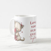 “Love You Fur-Ever” Cute Cat & Teddy Valentine Mug Kaffeetasse (Vorderseite Links)
