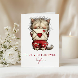 Love You Fur-Ever Cute Kitten Valentine Folded Feiertagskarte