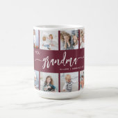 Love You Grandma 12 Photo Collage Burgundy Kaffeetasse (Mittel)