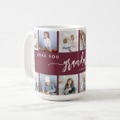 Love You Grandma 12 Photo Collage Burgundy Kaffeetasse (Vorderseite Links)