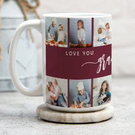 Love You Grandma 12 Photo Collage Burgundy Kaffeetasse