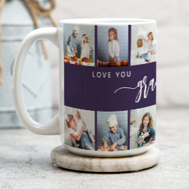 Love You Grandma 12 Photo Collage Purple Kaffeetasse