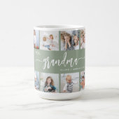 Love You Grandma 12 Photo Collage Sage Green Kaffeetasse (Mittel)
