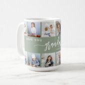 Love You Grandma 12 Photo Collage Sage Green Kaffeetasse (Vorderseite Links)
