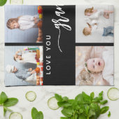 Love You Grandma 8 Photo Collage Black and White Geschirrtuch (Gefaltet)