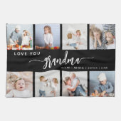 Love You Grandma 8 Photo Collage Black and White Geschirrtuch (Horizontal)
