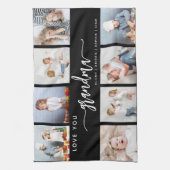 Love You Grandma 8 Photo Collage Black and White Geschirrtuch (Vertikal)