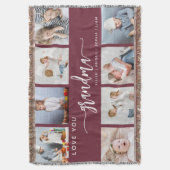 Love You Grandma 8 Photo Collage Burgundy Decke (Vorderseite Vertikal)