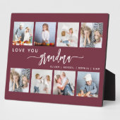 Love You Grandma 8 Photo Collage Burgundy Fotoplatte (Seite)