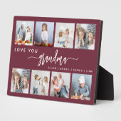 Love You Grandma 8 Photo Collage Burgundy Fotoplatte (Seite)