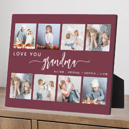 Love You Grandma 8 Photo Collage Burgundy Fotoplatte