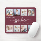 Love You Grandma 8 Photo Collage Burgundy Mousepad (Mit Mouse)