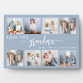 Love You Grandma 8 Photo Collage Dusty Blue Fotoplatte (Vorderseite)