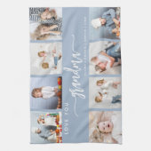 Love You Grandma 8 Photo Collage Dusty Blue Geschirrtuch (Vertikal)