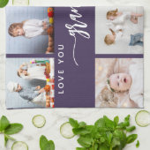 Love You Grandma 8 Photo Collage Purple Geschirrtuch (Gefaltet)