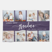 Love You Grandma 8 Photo Collage Purple Geschirrtuch (Horizontal)