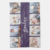 Love You Grandma 8 Photo Collage Purple Geschirrtuch (Vertikal)