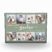 Love You Grandma 8 Photo Collage Sage Green Fotoblock (Vorderseite)