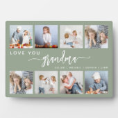 Love You Grandma 8 Photo Collage Sage Green Fotoplatte (Vorderseite)