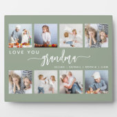 Love You Grandma 8 Photo Collage Sage Green Fotoplatte (Vorderseite)