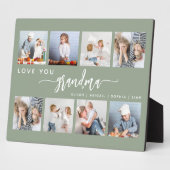 Love You Grandma 8 Photo Collage Sage Green Fotoplatte (Seite)