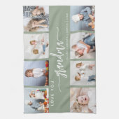 Love You Grandma 8 Photo Collage Sage Green Geschirrtuch (Vertikal)