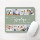 Love You Grandma 8 Photo Collage Sage Green Mousepad (Mit Mouse)