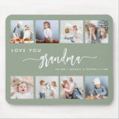 Love You Grandma 8 Photo Collage Sage Green Mousepad (Vorne)