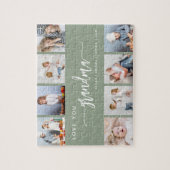 Love You Grandma 8 Photo Collage Sage Green Puzzle (Vertikal)