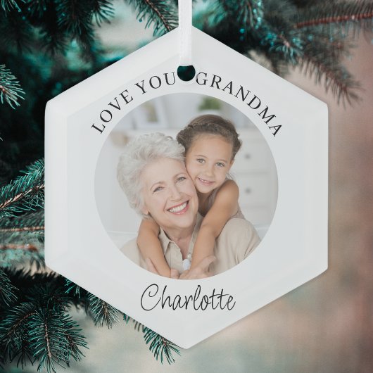 Love You Grandma Keepsake Photo  Ceramic Ornament Aus Glas
