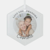 Love You Grandma Keepsake Photo Ornament Aus Glas (Vorderseite)