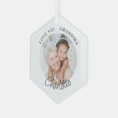 Love You Grandma Keepsake Photo Ornament Aus Glas (Vorderseite Links)