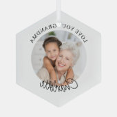 Love You Grandma Keepsake Photo Ornament Aus Glas (Rückseite)