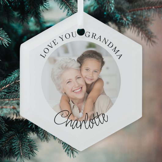 Love You Grandma Keepsake Photo Ornament Aus Glas