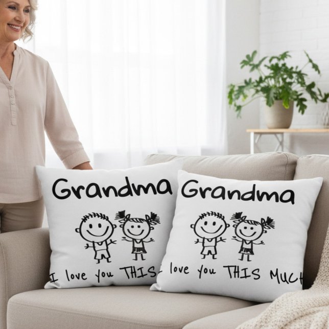 Love You Grandma Kids Art Personalized Gift Kissen (Von Creator hochgeladen)