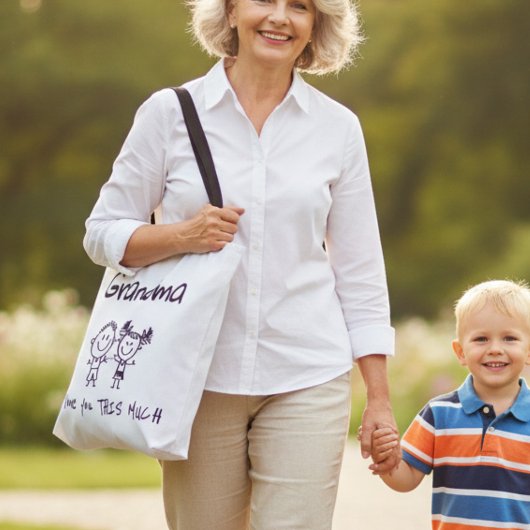 Love You Grandma Kids Art Personalized Gift Tasche