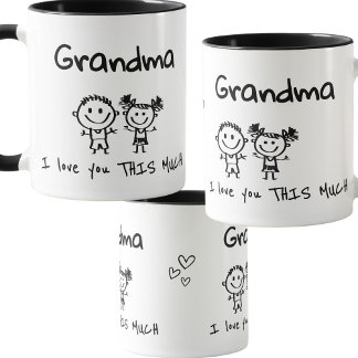 Love You Grandma Kids Art Personalized Gift Tasse