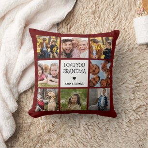 Love You Grandma Photo Collage Handwritten Text Kissen