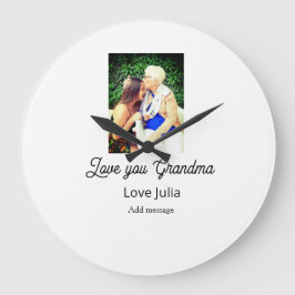 Love you Grandma photo name love message grandkids Große Wanduhr