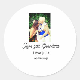 Love you Grandma photo name love message grandkids Runder Aufkleber