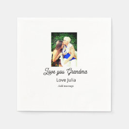 Love you Grandma photo name love message grandkids Serviette