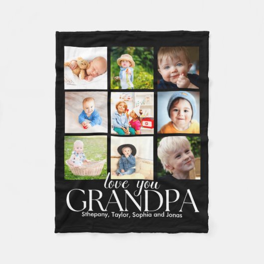 Love You Grandpa Beautiful Collage 9 Photos  Fleecedecke (Vorderseite)