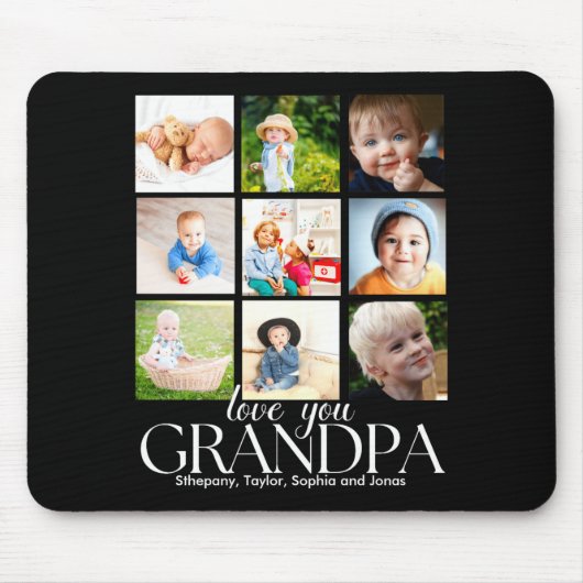 Love You Grandpa Beautiful Collage 9 Photos Mousepad (Vorne)