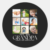 Love You Grandpa Beautiful Collage 9 Photos Runder Aufkleber (Vorderseite)